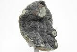 Sparkly, Gray Druzy Quartz Geode on Metal Stand #209175-2
